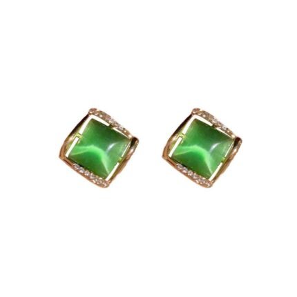 925 Silver Green Cat's Eye Stone Stud Earing