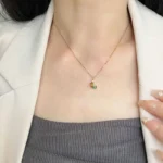 Heart shape two CZ stones 18K gold vermeiled necklace - Image 2