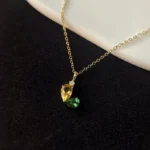 Heart shape two CZ stones 18K gold vermeiled necklace - Image 3