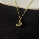 Heart shape two CZ stones 18K gold vermeiled necklace - Image 5