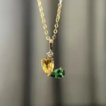 Heart shape two CZ stones 18K gold vermeiled necklace - Image 4