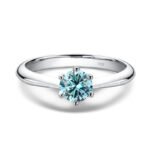 Moissanite six-prong Ring for woman in 925 silver -..