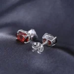 Natural Garnet Stud Earrings - Image 2