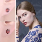 Natural Garnet Stud Earrings - Image 3