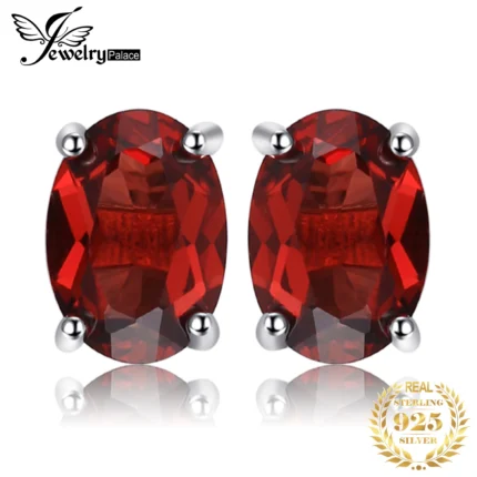 Natural Garnet Stud Earrings