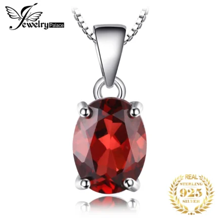 JewelryPalace Natural Garnet Amethyst Citrine Peridot Blue Topaz 925 Sterling Silver Pendant Necklace Gemstone Jewelry No Chain