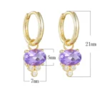 Natural Amethyst oval 925 sterling silver drop earring - Image 3