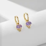 Natural Amethyst oval 925 sterling silver drop earring - Image 4