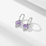 Natural Amethyst oval 925 sterling silver drop earring - Image 5