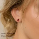 Birthstone colorful zirconia retangle stud - Image 5