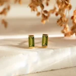 Birthstone colorful zirconia retangle stud - Image 4