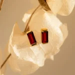 Birthstone colorful zirconia retangle stud - Image 2