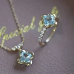 natural blue topaz cross flower set - Image 2