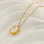 square diamond zirconia necklace