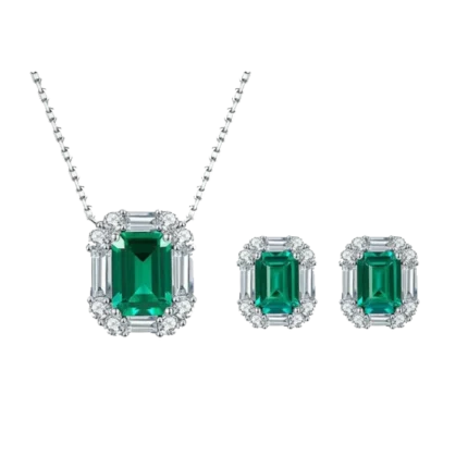 lab grown emerald jewelry set
