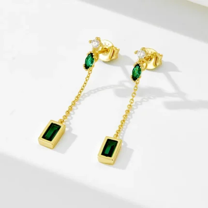 emerald string earring