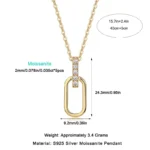 U shape Moissanite Gold vermeiled 925 silver necklace - Image 3