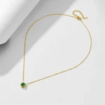 Natural green agate 925 Sterling silver necklace - Image 5