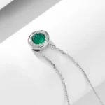 Natural green agate 925 Sterling silver necklace