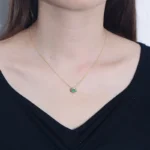 Natural green agate 925 Sterling silver necklace - Image 2