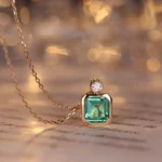 s925 sterling silver emerald pendant clavicle chain denpant - Image 2