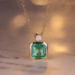 s925 sterling silver emerald pendant clavicle chain denpant
