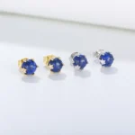 Natural blue lazurite stud earring - Image 6