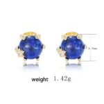 Natural blue lazurite stud earring - Image 4