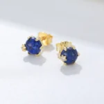 Natural blue lazurite stud earring - Image 3