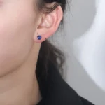 Natural blue lazurite stud earring - Image 2