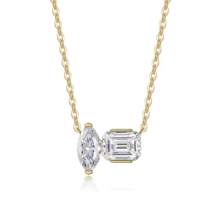 Two stone moissanite necklace