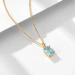 Natural sky-blue topz 925 silver necklace - Image 5