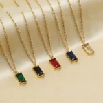 Birthstone Rectangle Zirconia necklace - Image 4