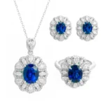 Lab-Grown Sapphire 3 carat Oval shape jewelry set