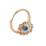 oval cut sapphire color zircon flower shape ring - Image 3