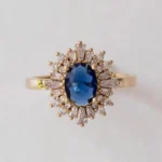 oval cut sapphire color zircon flower shape ring - Image 2