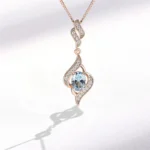 Sky blue zirconia topaz necklace - Image 4