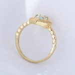 Natural sky-blue topaz hexagon ring - Image 4