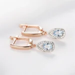 Sky-blue topaz waterdrop earring - Image 5