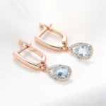 Sky-blue topaz waterdrop earring - Image 4