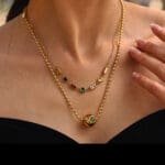 Round ball inlaid colorful zircon rice bead clavicle necklace - Image 5