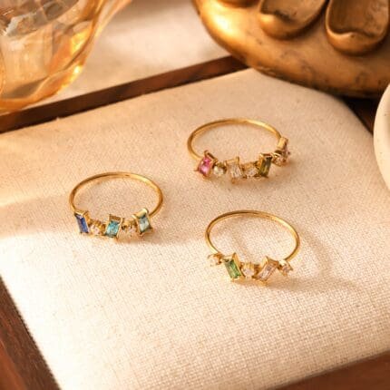 colorful Cube zirconia ring