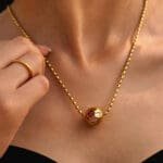 Round ball inlaid colorful zircon rice bead clavicle necklace - Image 2