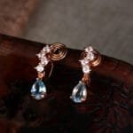 blue topaz water drop clip earrings - Image 2