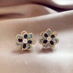 blue topaz CZ stud earring