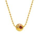 Round ball inlaid colorful zircon rice bead clavicle necklace - Image 3